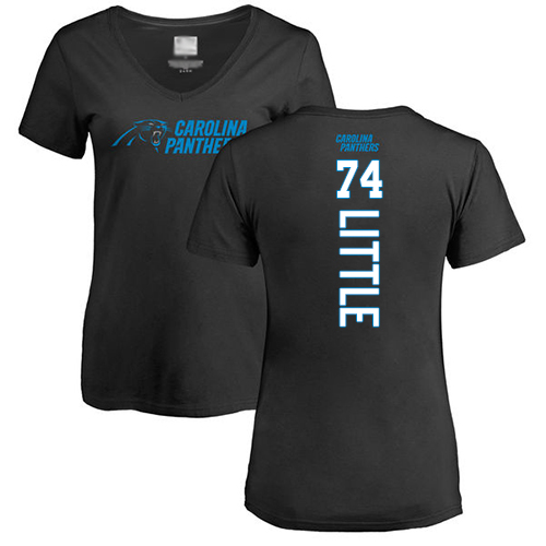 Carolina Panthers Black Women Greg Little Backer NFL Football #74 T Shirt->women nfl jersey->Women Jersey